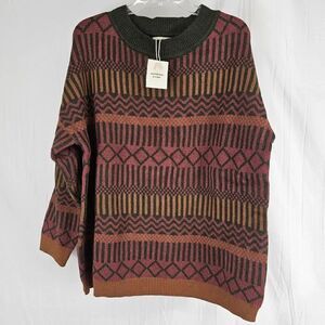 And The Why Red Orange Gray Knit Sweater Soft Women's Size M/L Cosby